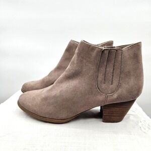 Carlos by Carlos Santana Taupe Suede Block Heel‎ Ankle Boots Women's Size 8